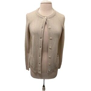 Carolyn Taylor Light Beige Long Sleeve Button Front Cardigan Sweater PS